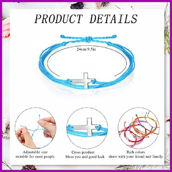 30 Pcs Adjustable Nylon Cross Bracelets, Handmade Friendship Gifts for Women Men - Picture 4 of 8